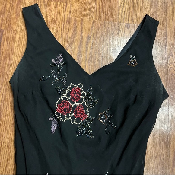 Vintage 90’s Y2K 100% Silk Dress Silk Slip Dress Fairy Beaded Dress Embroidered - Picture 16 of 17
